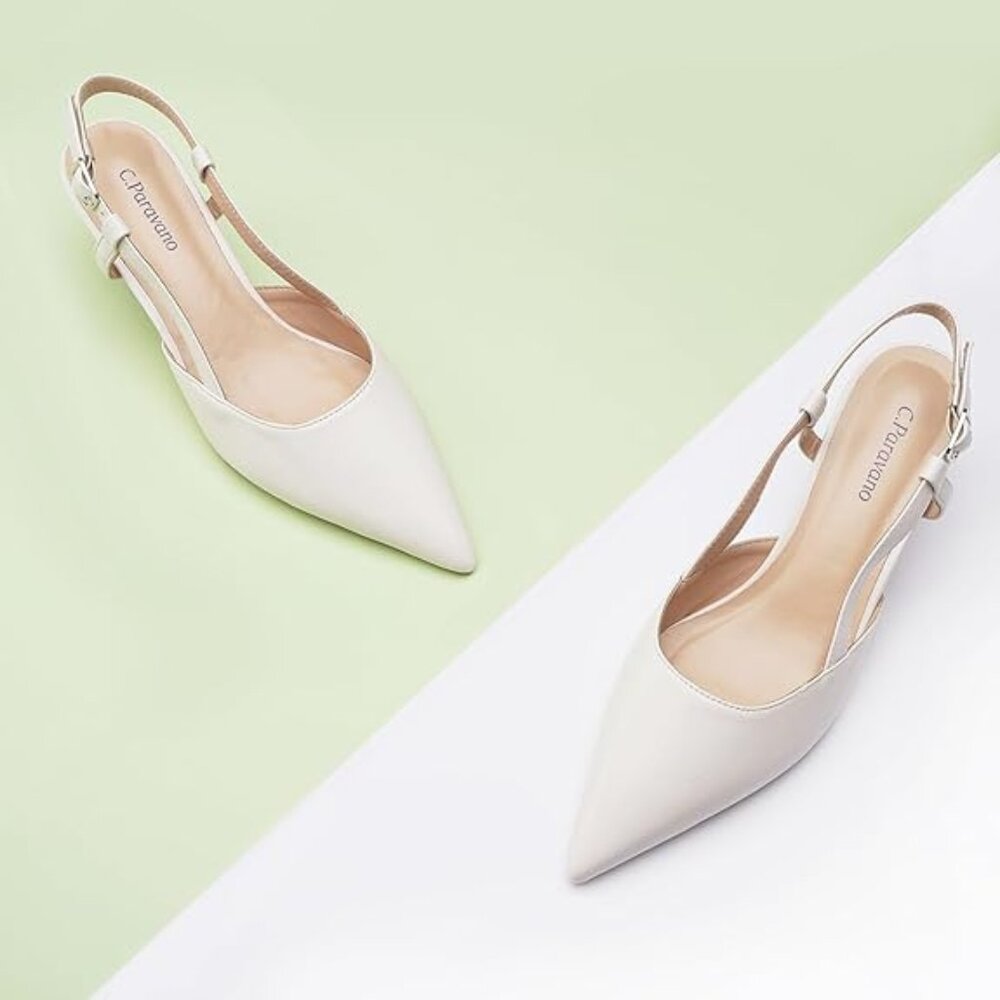 C.Paravano Beige Slingback Heels